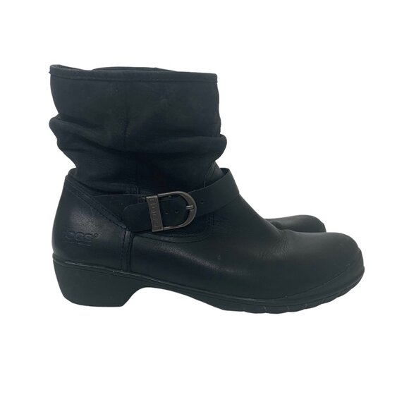 Bogs Cassie Low Black Waterproof Distressed Leather Slouchy Boots Sz 8 Gorpcore - Picture 1 of 10